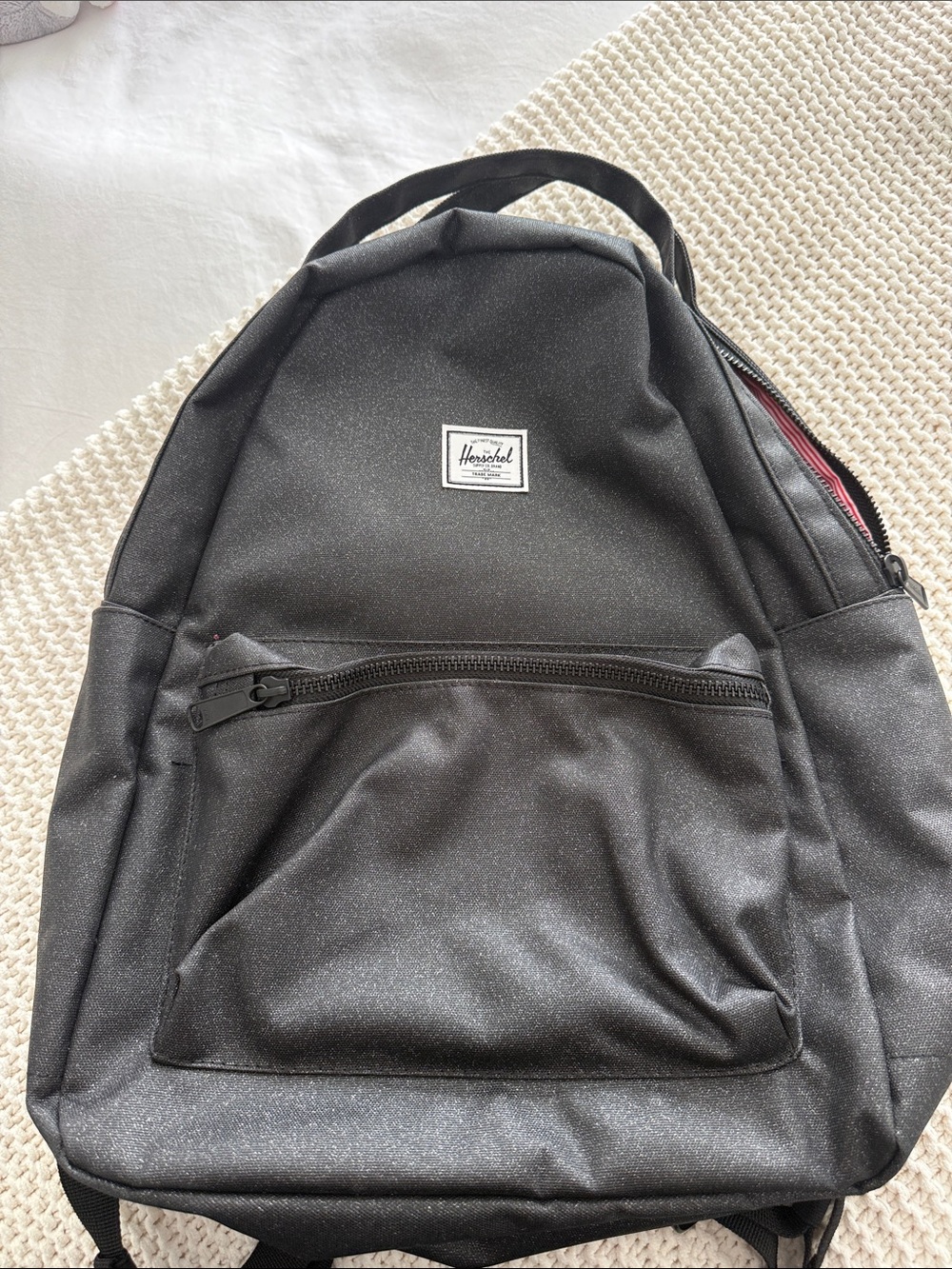 Herschel Supply Company Black Sparkle Backpack with Red Lining